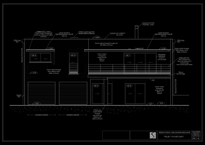R�am�nagement Complet  d'une Villa sur deux niveaux : 16 - Fa�ade Ouest Projet 06-09-2010
