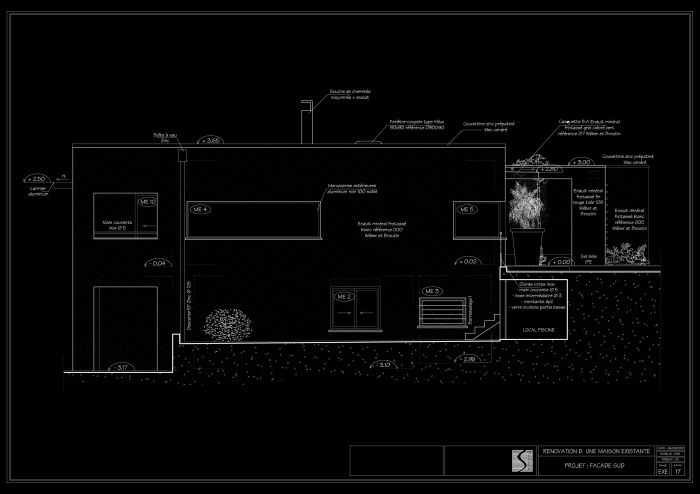 R�am�nagement Complet  d'une Villa sur deux niveaux : 17 -  Fa�ade Sud Projet 06-09-2010