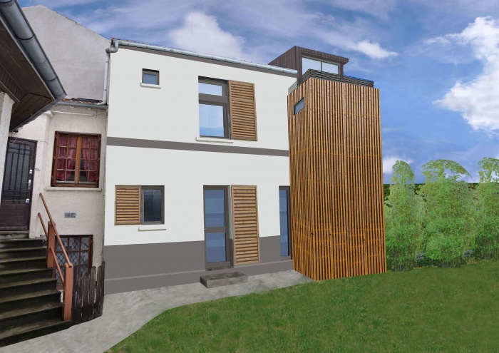 R�habilitation et extension bois BBC d'une maison