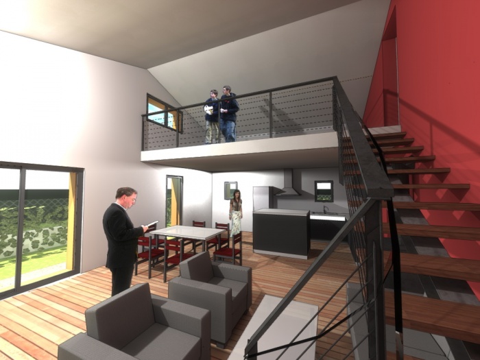 Conception Villa B : Un escalier bois/mtal design et contemporain