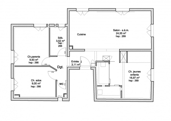 R�novation d'un appartement avec construction de meubles : plan PRO