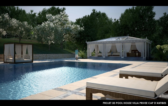 Maison individuelle au Cap d'Antibes : hierro project christophe hierro architecte dplg ravalement de fa�ade creation pool house amenagement piscine maison individuelle luxe prestige cap-d-antibes projet 3d 2