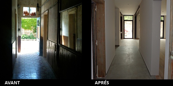 R�novation Maison F : Vue du couloir