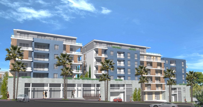 R�sidence de 94 logements avec parc et piscine : Fa�ade sur rue