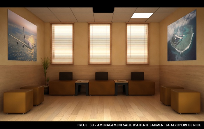 Batiment B4 - A�roport de Nice : hierro project architecte dplg nice 3d rehabilitation batiment 4 aeroport de nice salle attente B4