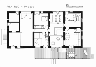 R�habilitation d'une ferme dans les Vosges : PLAN RDC