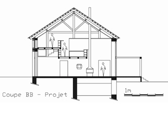 R�habilitation d'une ferme dans les Vosges : COUPE TRAVERSANTE