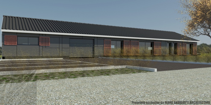 R�habilitation d'une ancienne porcherie en habitation, bureaux et entrep�t : insertion 3