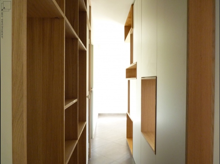 Am�nagement Int�rieur d�une villa  avec cr�ation de mobilier : amenagement-mobilier-passage-design-bois-vestiaire-jeremy-azzaro-architecte