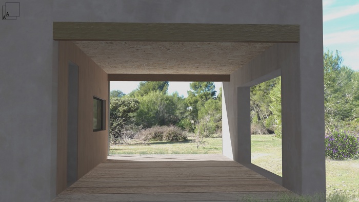 Conception dune maison contemporaine en bois : maison-contemporaine-bois-perpective-terrasse-loggia