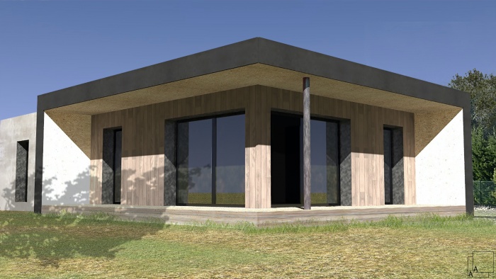 Conception dune maison contemporaine en bois : villa-contemporaine-bois-casquette-loggia-terrasse-provence